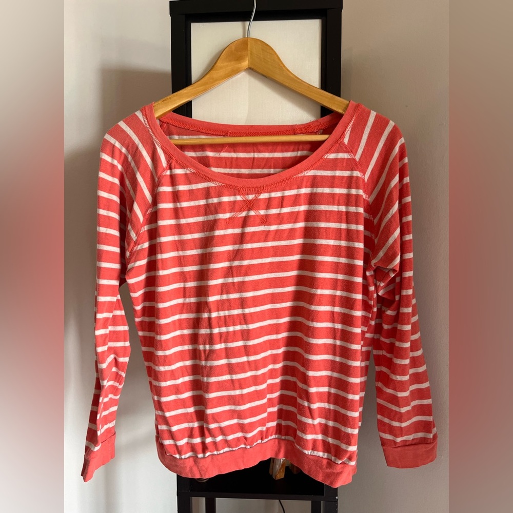 Pink and White Stripped Long Sleeve Shirt